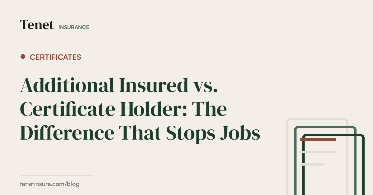 Certificates — Tenet Insurance guide