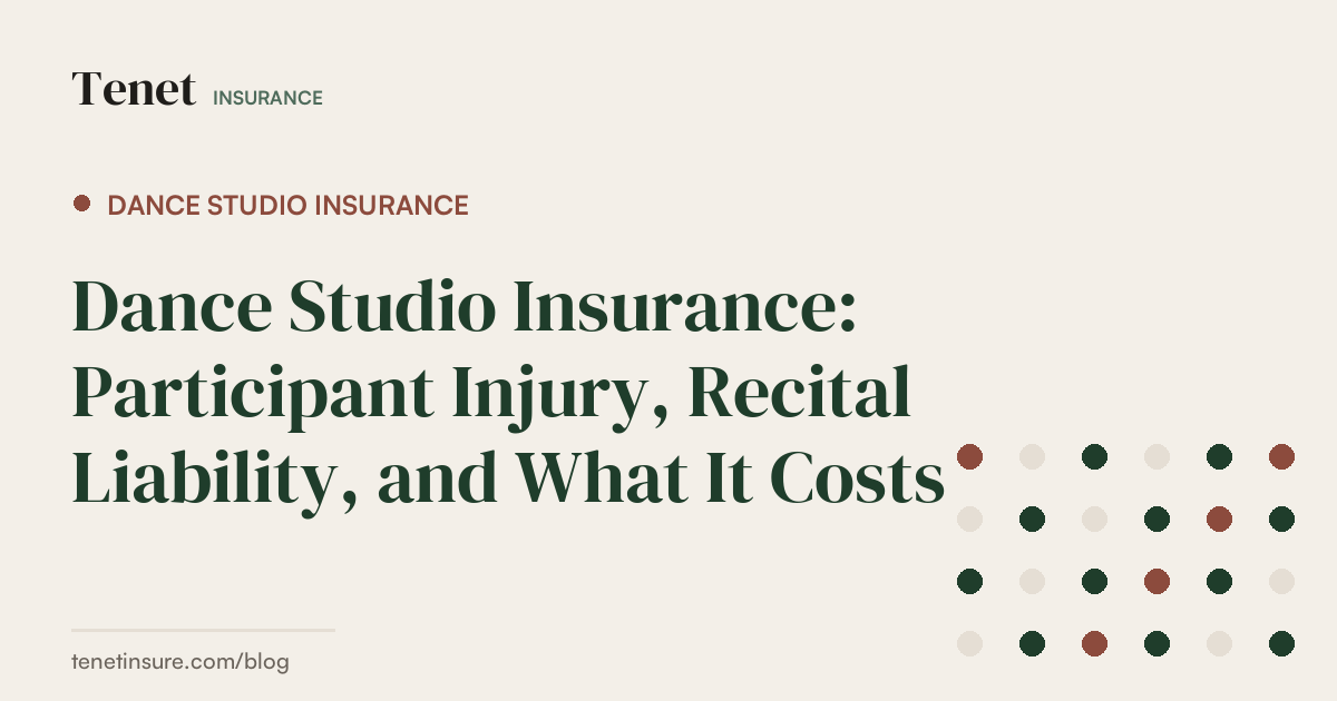 Dance Studio Insurance — Tenet Insurance guide