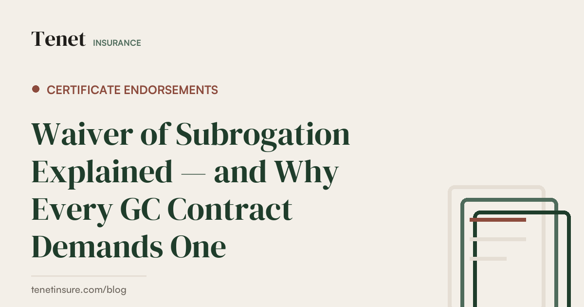 Waiver of Subrogation Explained — Tenet Insurance guide